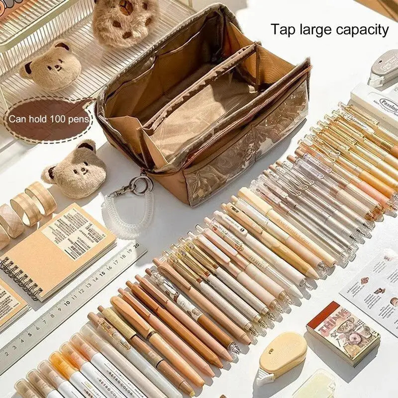 Ship from US Cute Pencil Case Pen Bag MultiLayer Pouch Large Capacity Capybara Box Holder For Cosmetic Erasers 250227FBB