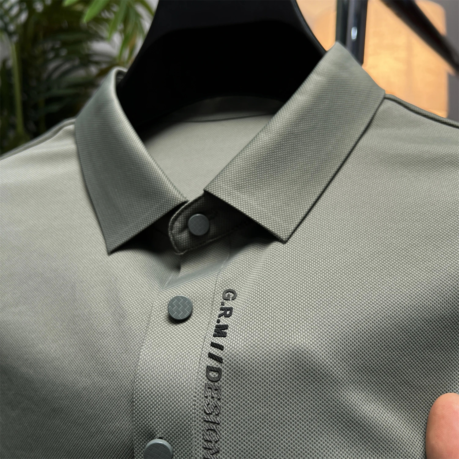 Senior er mens polo shirt summer collar printed ice silk T-shirt mens short sleeved Korean trend casual wear 250225