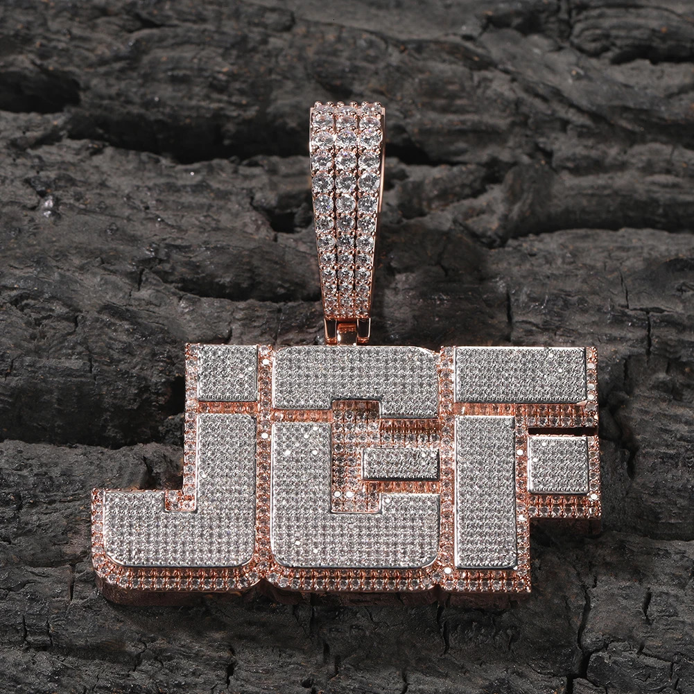 THE BLING KING Custom Double Layer Initial Letters Pendant Necklace Micro Paved Out 5A Cubic Zirconia Chain Hiphop Jewelry 250227
