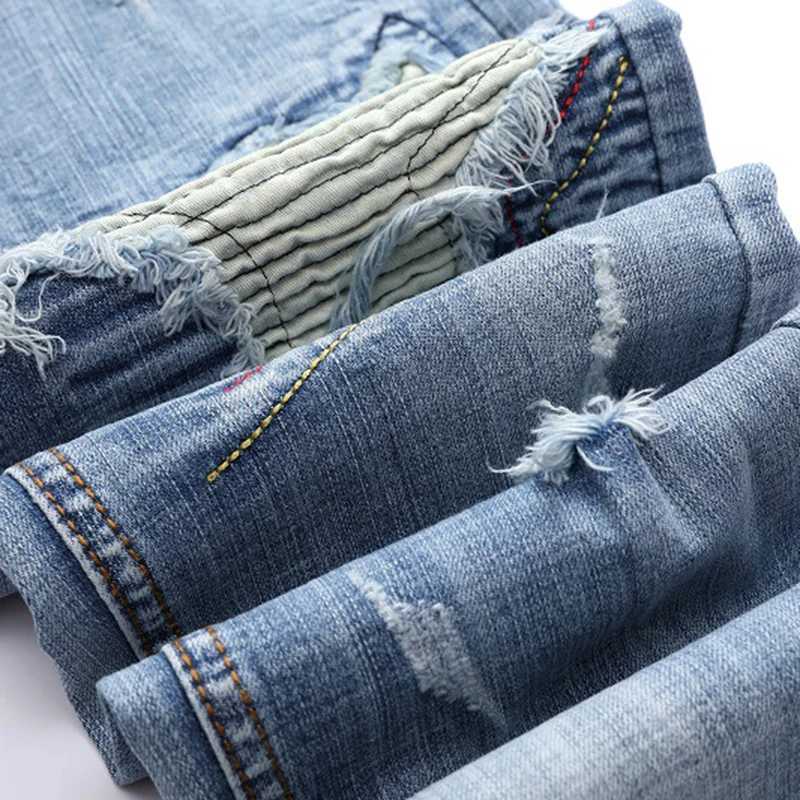Denim Jeans Beard Effect Casual Fashion Pants Plus Size Distressed Medium Men Retro Hip Hop Party Street Large Size X250227