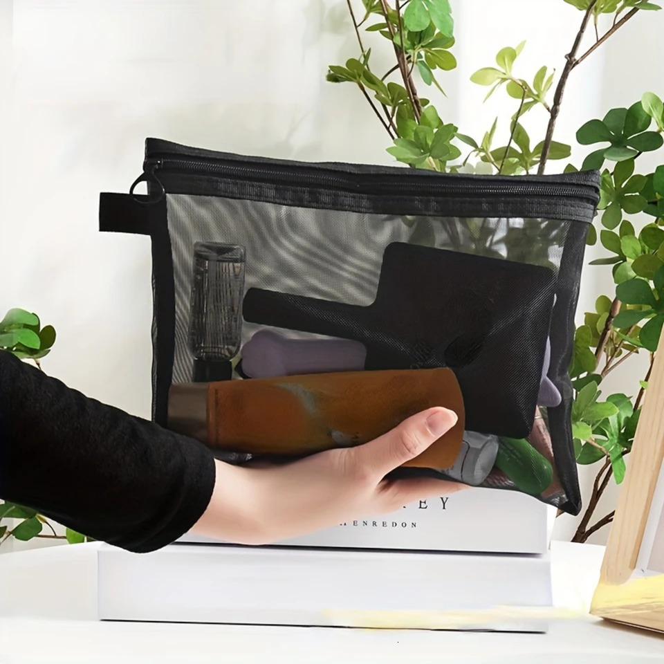 Ship from US 13pcs Transparent Mesh Cosmetic Bag Multifunctional Travel Portable Lipstick Skin Care Product Wash 250227FBB