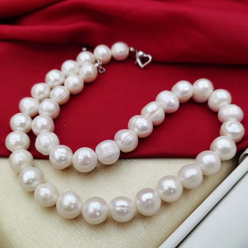 11-12-13-15mm Big Pearl Necklace 100%Natural Freshwater Pearl Jewelry 925 Sterling Silver For Women Fashion Gift 250222