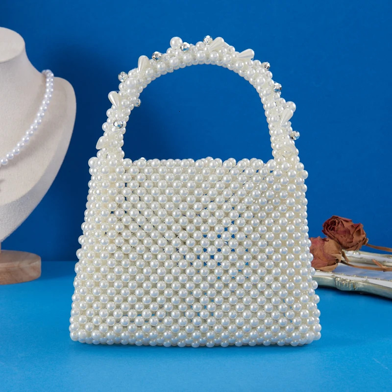 Creative n Drip Pearl Handmade Weaving Dinner Bag Jewelry Storage Handbag Wedding Party Night 250226