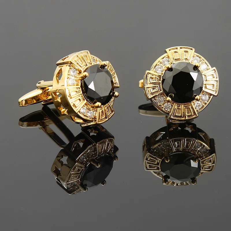 French Style Cufflinks Zircon Sleeve Studs Mens Shirts Cufflinks Crystal Copper Cuff Buttons Premium British Cuff Links 250227