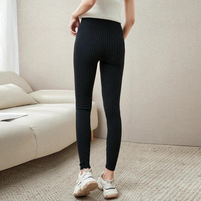 LONGMING Sweatpants 100% Merino Wool Knitted Pants Leggings Womens Clothes Autumn Winter Trousers Vintage Long Pants Female Y2K 250226