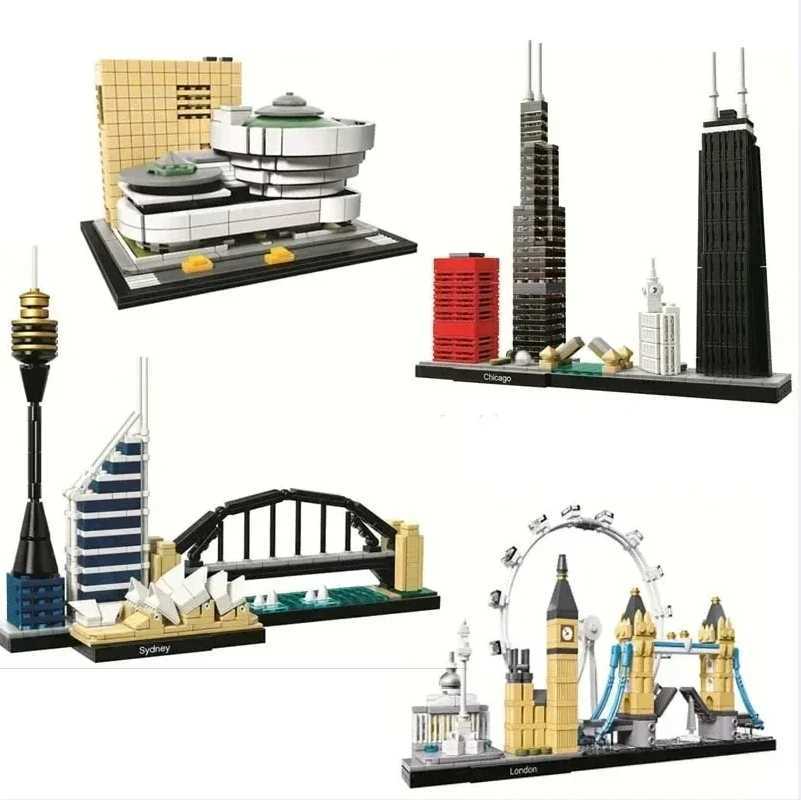New York London Pairs Dubai Lanmark City Skyline Building Blocks 21052 21044 21028 21034 21032 21027 Construction B Set Y250227