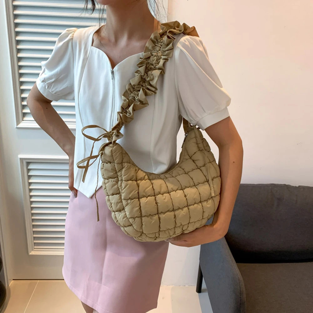 Ship from US Fashion Women Underarm ner Bag Creative Quilted Padded Crossbody Bags Adjustable Shoulder Strap Bubble Cloud 250227FBB