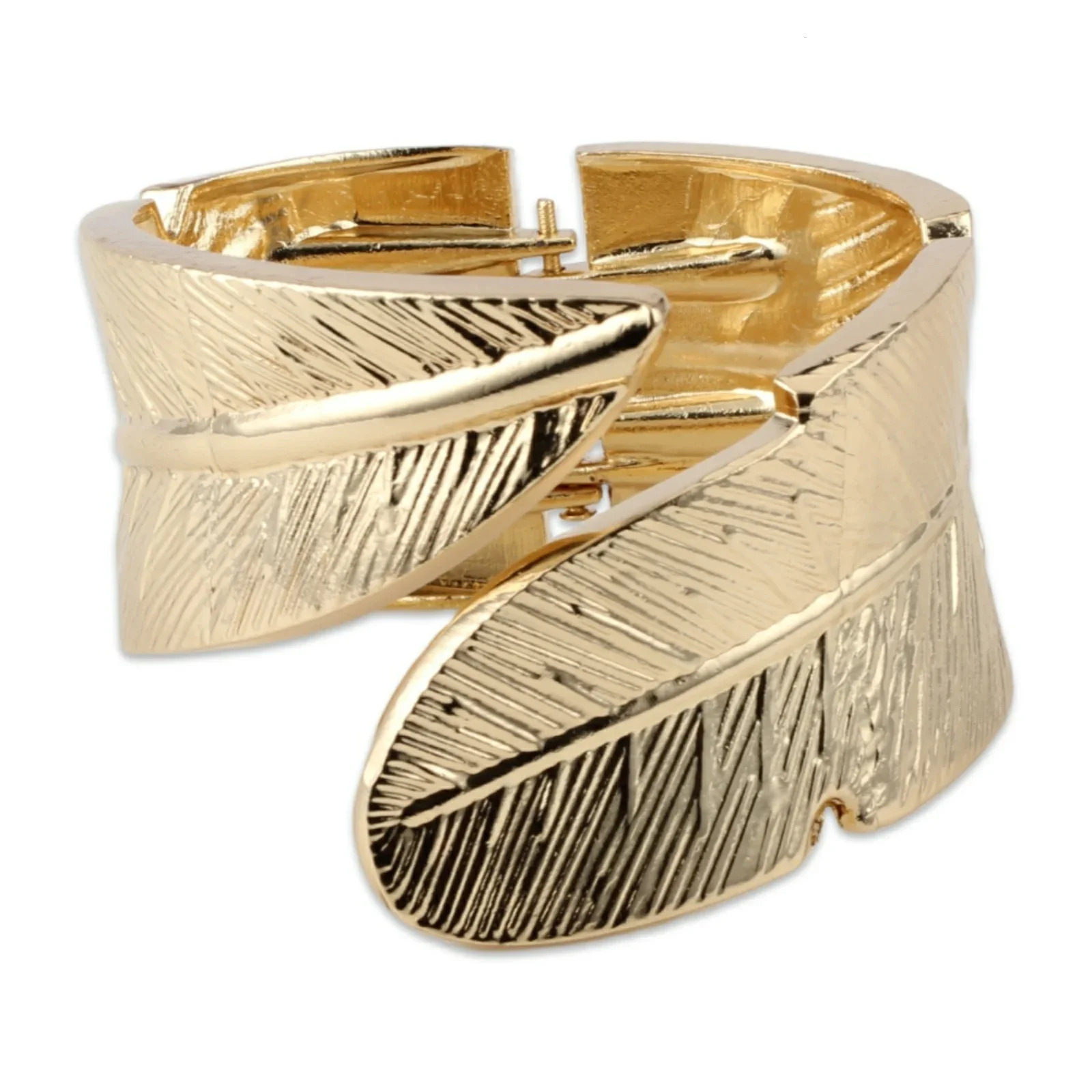 Gold Color Arm Cuff Thick Leaf Bracelet for Women Big Thick Chunky Statement Alloy Metal Big Wide Wrist Non Tarnish Bangle 250227