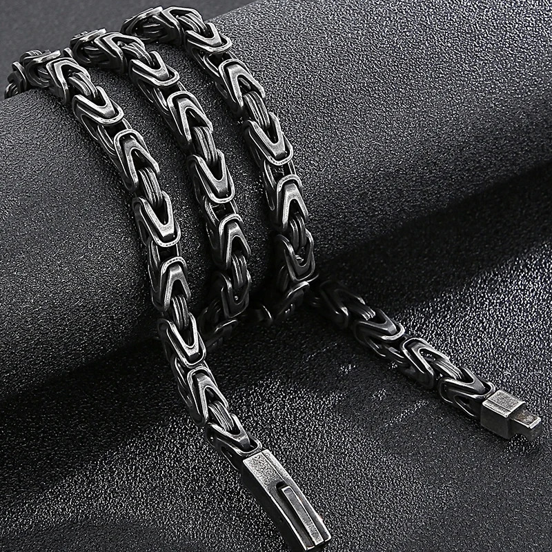 50-65CM 25.5 6MM Chain Necklace Choker for Men Gold Color Stainless Steel Mens Necklaces Friends Christmas Gifts 250227