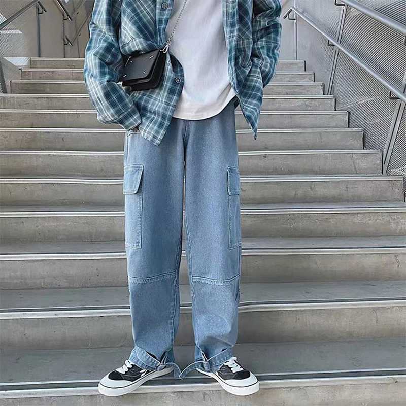 Mens Wide Leg Jeans Unisex Spring cargo pants Hip Hop Streetwear outdoors New Loose Straight Baggy Denim Pants Male work jeans X250227