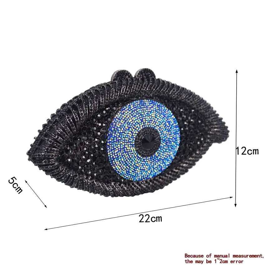 Newest Animail Designer Evil Eye Crystal Purse Women Evening Gold Sier Black Party Clutch Bag Lady banquet pochette sc757