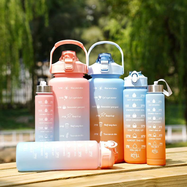 Large Medium Small Gradient Cup Set Large Capacity Plastic Space Cups Frosted Three-Piece Set Direct Drinking