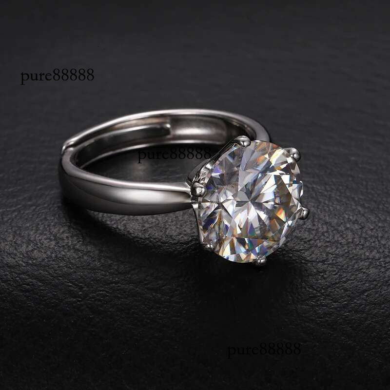 0.5-5ct Sterg Sier Classic Style Dia Jewelry Moissanite Wedding Party Anniversary Adjustable Size Ring