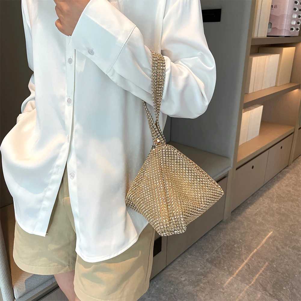 Glitter Evening Dinner Cluh Bag Elegant Women Lady Party Cocktail Wedding Bag Rhine Decorated Large Capacity Underarm BagXJ250227