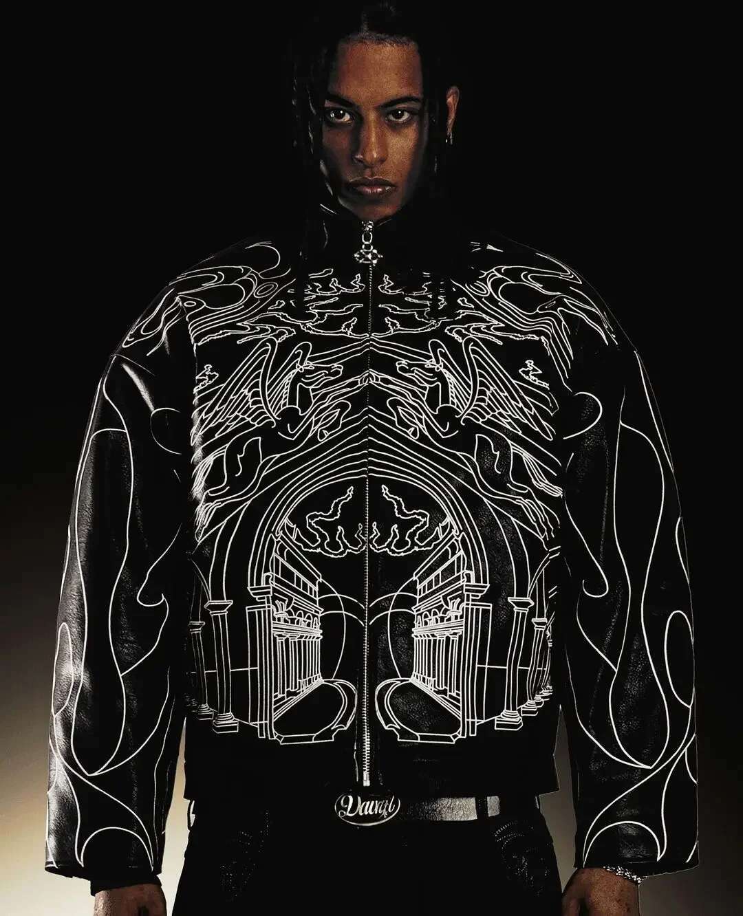 Hip Hop Rock Letter Print Pattern Retro Y2k Gothic Men Outdoor Sports Jacket Black Thick Haruku Personality Loose ZipperJacket