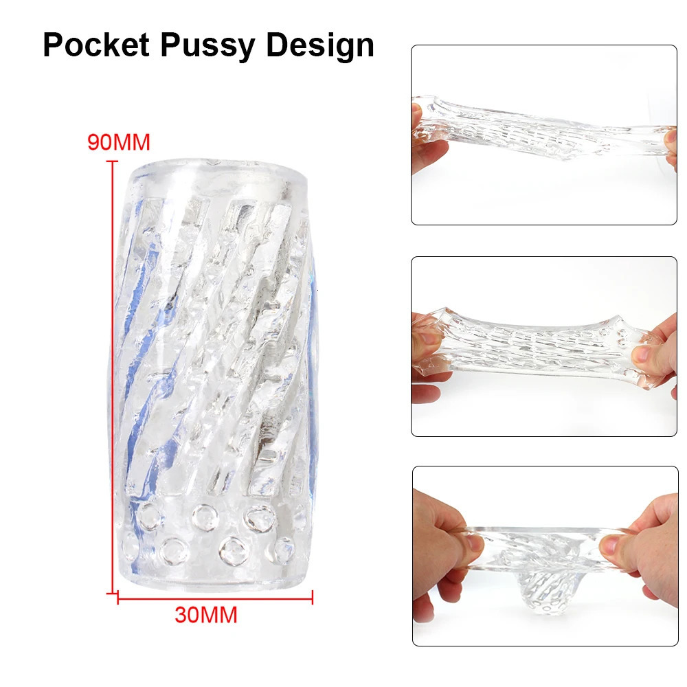 13cm Transparent Vaginal Sex Toy for Men 18 Plus Male Masturbator Realistic Vagina Real Pussy Penis Enlargement Exerciser Erotic 250227