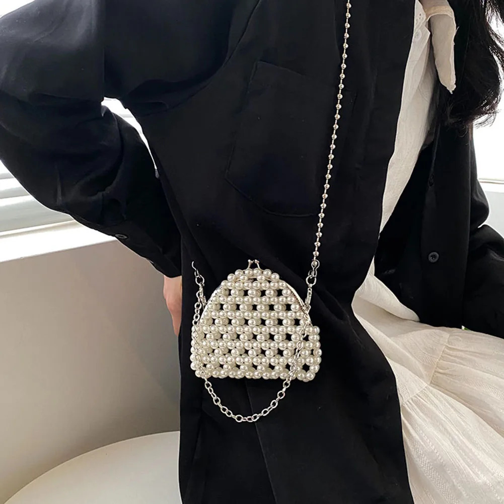 Ship from US Pearl Crossbody Bag Fashion Mini Evening Dinner Bags Casual Hand Beading Elegant Party Purse Holiday Gift Shopping Travel 250227FBB