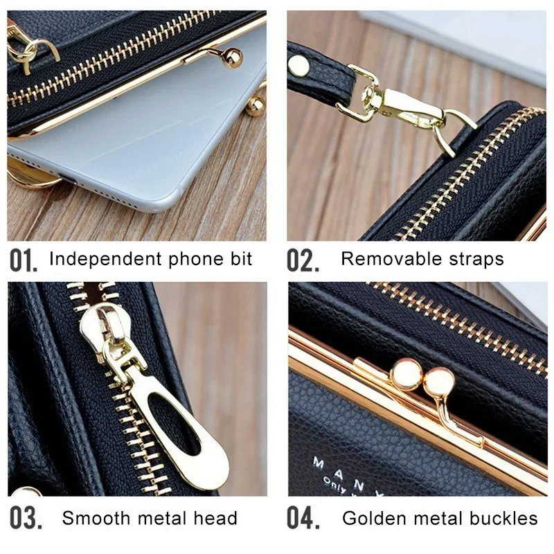 Ship from US Womens Phone Crossbody Bags Girls PU Leather Large Capacity Portable Shoulder Bag Ladies Purse Fashion Handbag 250227FBB