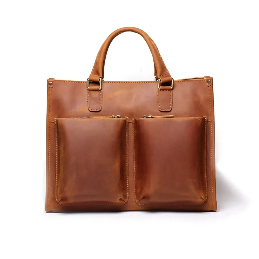 Ship from US Vintage Leather Messenger Bag for Business Professional Men Durable and Stylish Briefcase 250227FBB
