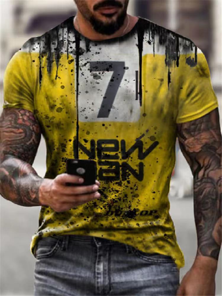Designer 2025 Round Neck Summer Casual Youth Printed Basic Shirt T-shirt Men's Top