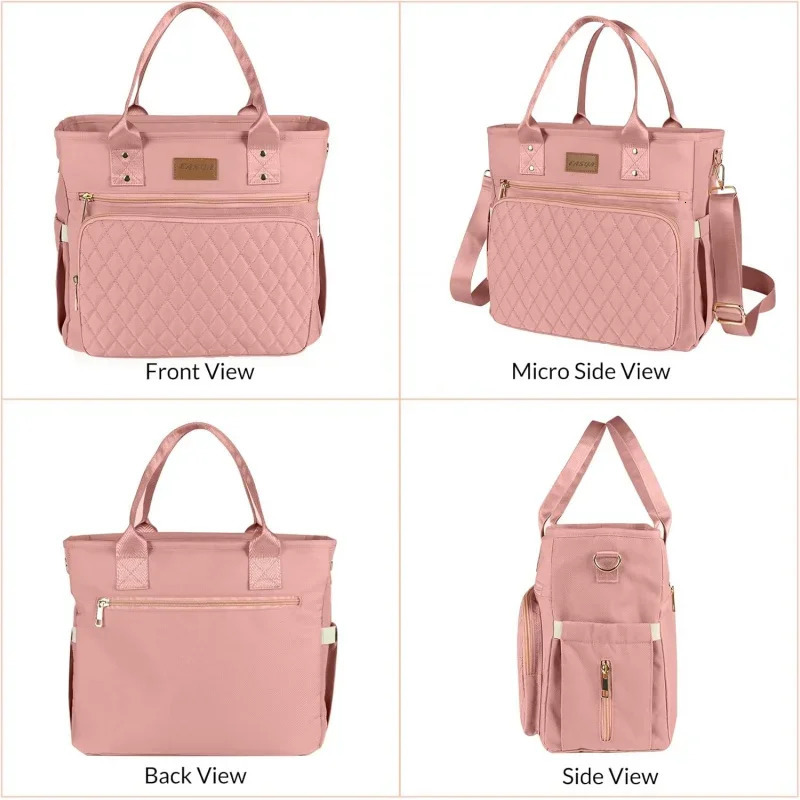 Ship from US Large Womens Lunch Bags Insulated Durable Nylon Thermal Tote with Storage Pocket 13L x 63W 113H Pink 250227FBB