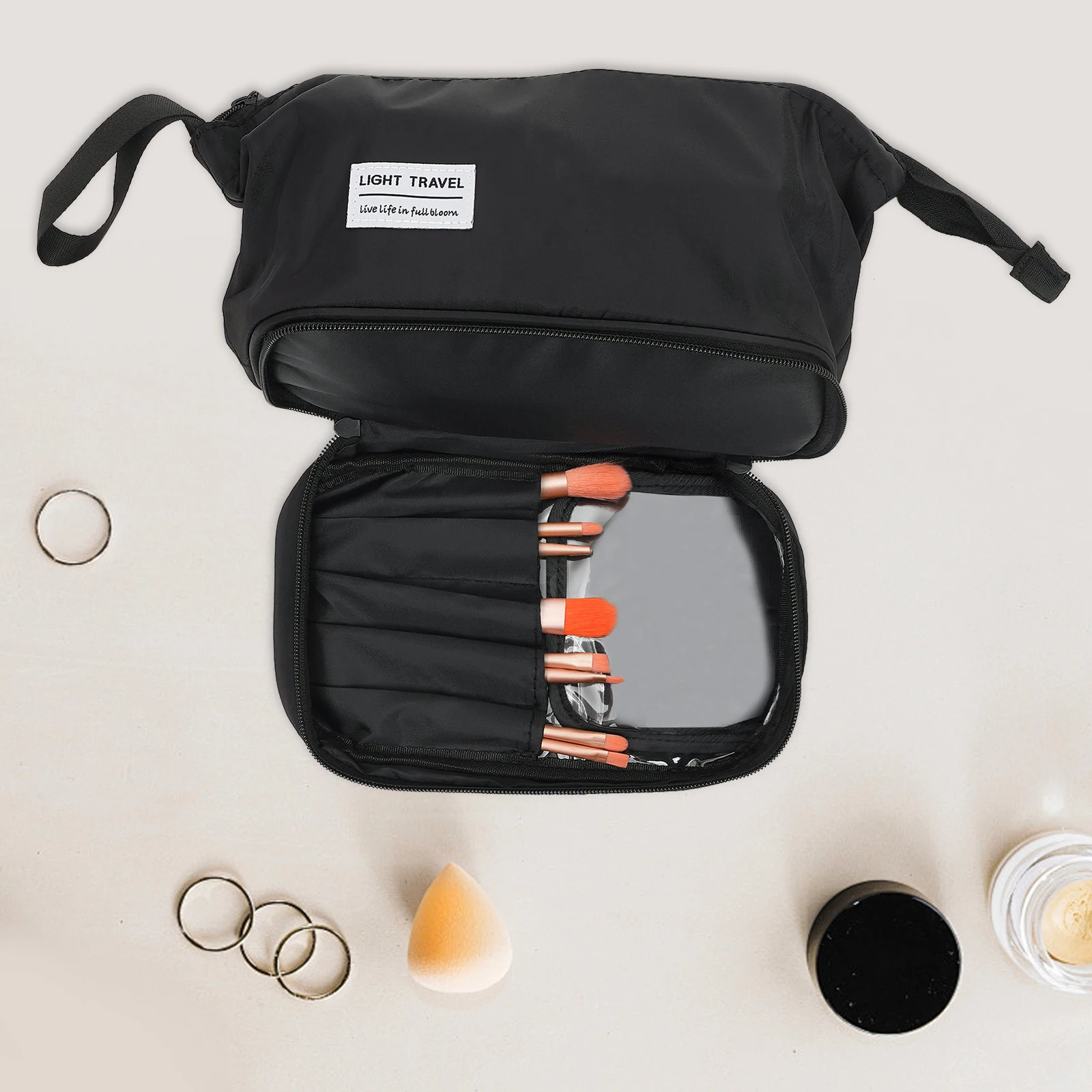 Ship from US Waterproof Makeup Storage Bag Large Capacity DustProof Easy to Carry Organized Compartments for Cosmetics 250227FBB