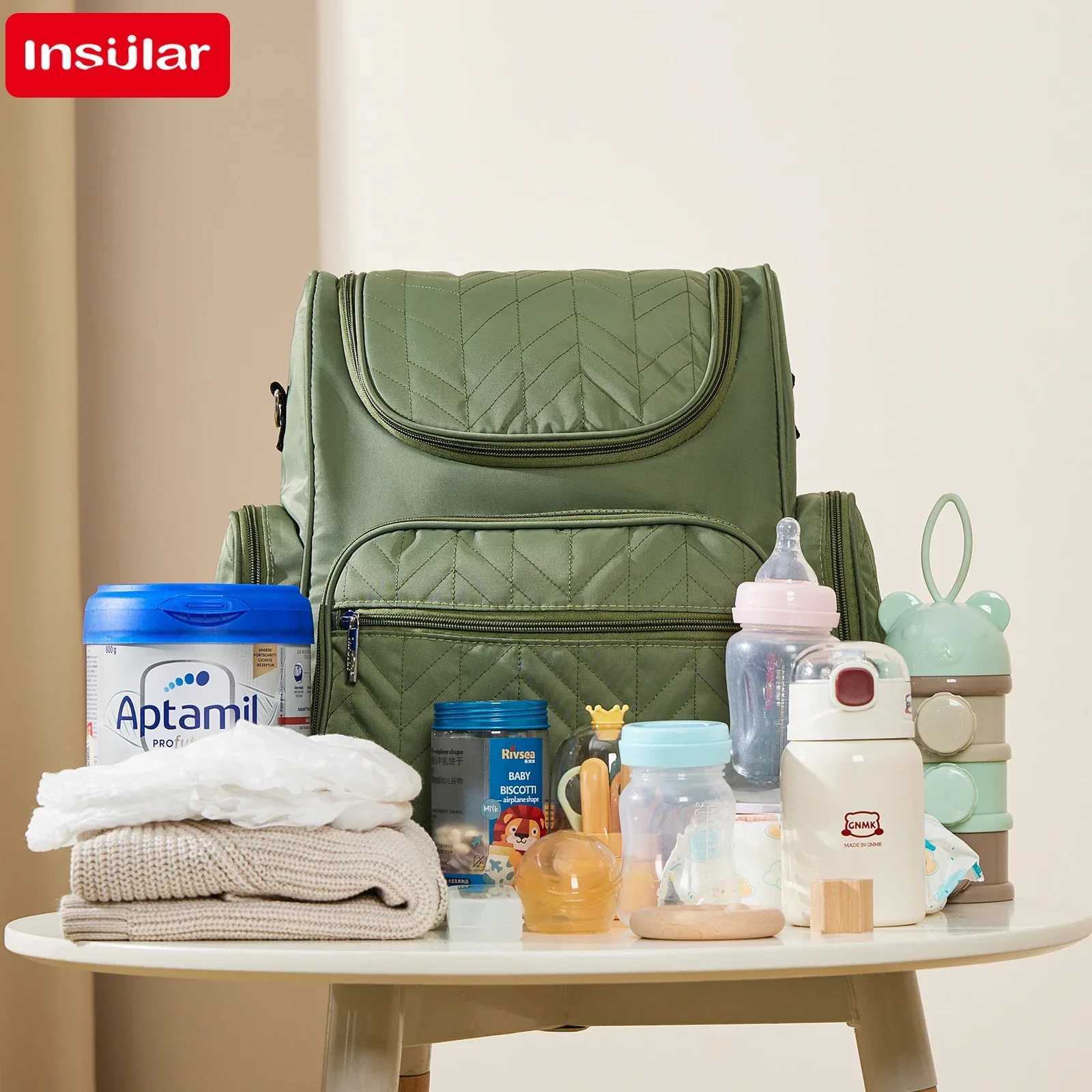 Diaper Bags Simple and stylish mother bag new PU backpack womens casual large capacity milk storage bag splash proof mother bag Y250227LO1D