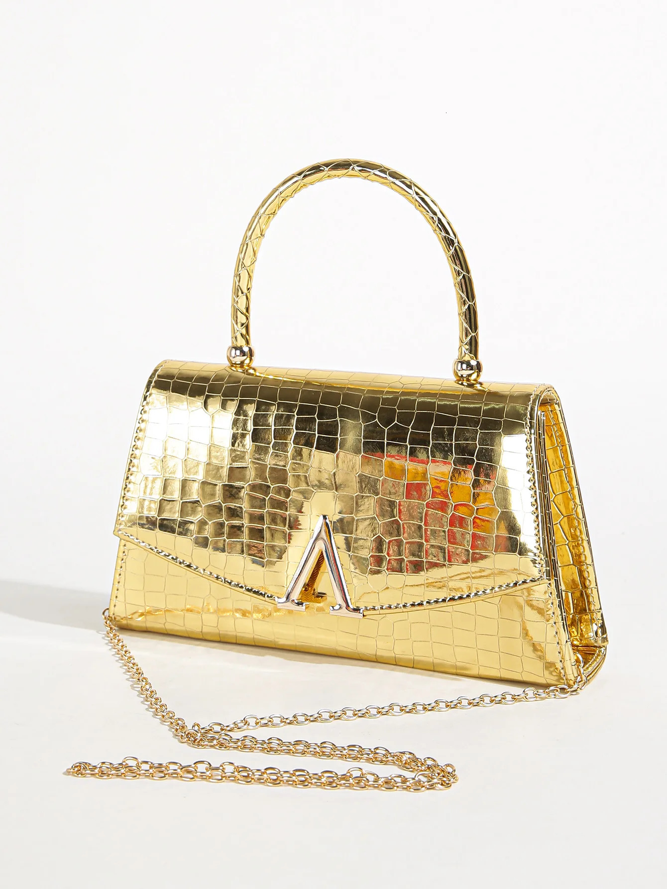 Womens Solid Color Mini Square Satchel Evening BagElegant Dinner Chain Bag For WomenElegantExquisite Patent 250226