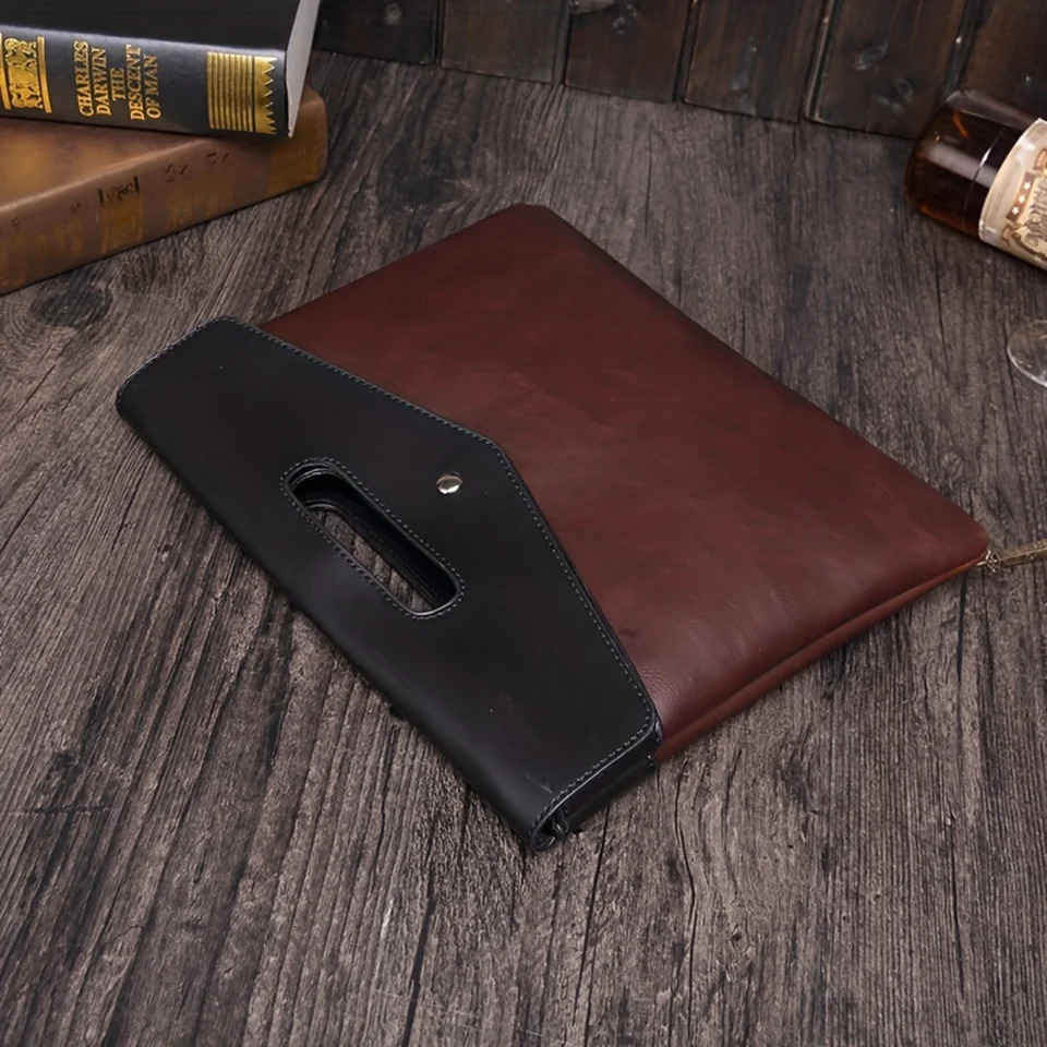 Ship from US Contrast Color Handheld Bag Clutch for Business Commuters Trendy Unisex Briefcase 250227FBB