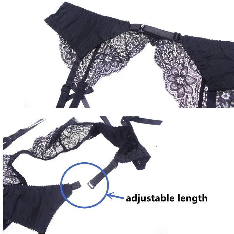Adjustable Womens Sexy Lingerie Plus Size Lace Garter Suspenders Transparent Underwear Double Breasted Waist Belt for Stockings 250227