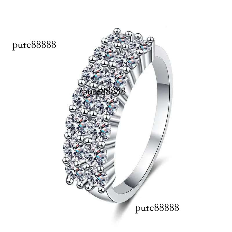KNB 1.4ct D Color Moissanite Dia Ring for Women Real Sterg Sliver Wedding Engagement Eternity Band Jewelry New
