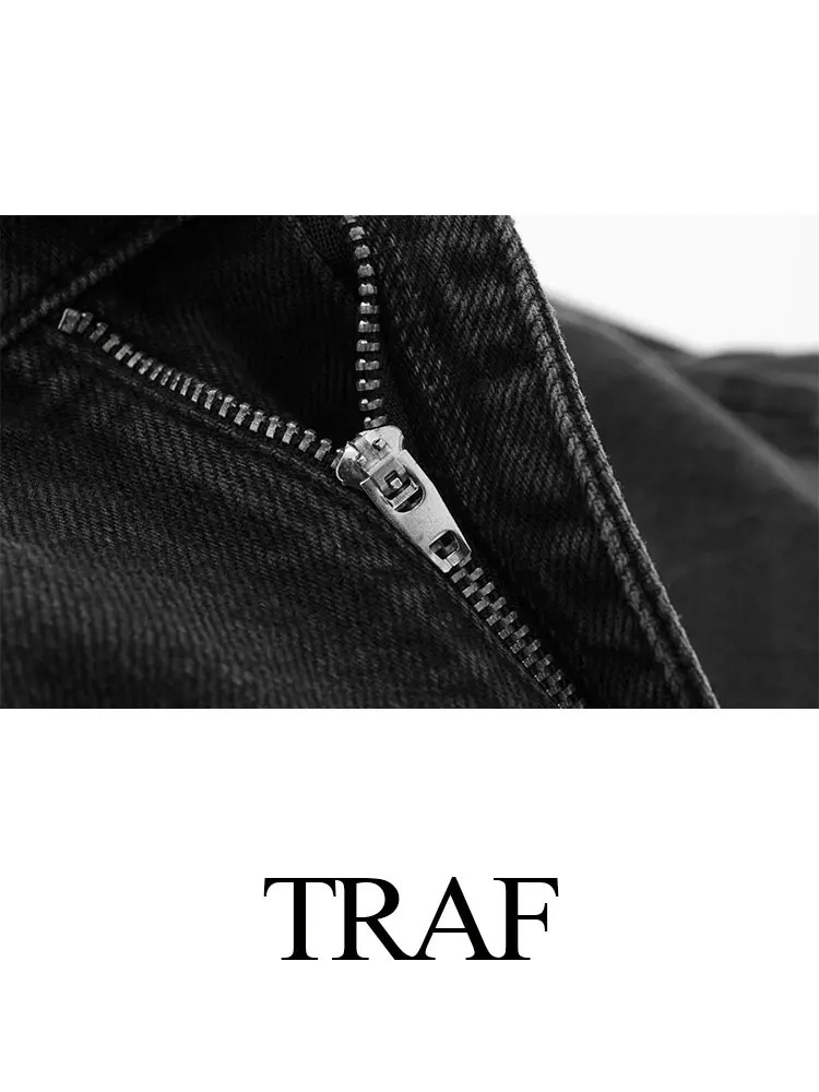 TRAF Women Fashion Denim Jeans Solid Loose Long Pants Woman With Gradient Versatile Casual Streetwear Baggy Trousers 250226