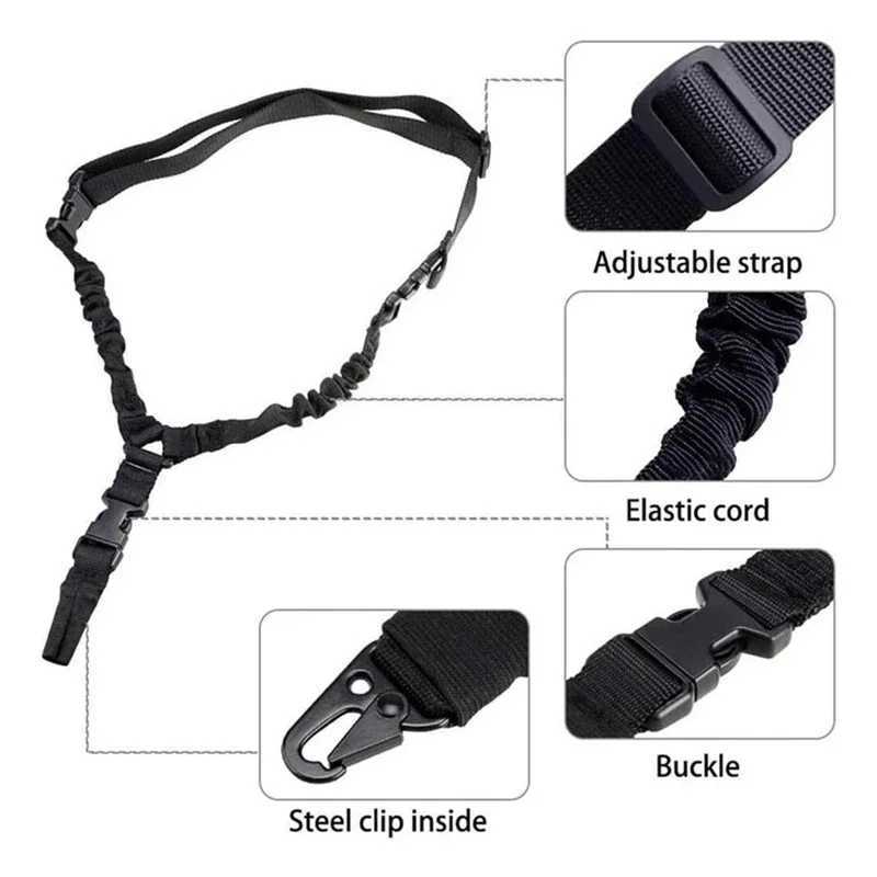 Tactical Sing Point Gun Sling Shoulder Strap Rif Rope Belt with Metal Buck Shot Gun Ar15 Hunting Accories Mol Gear W250227