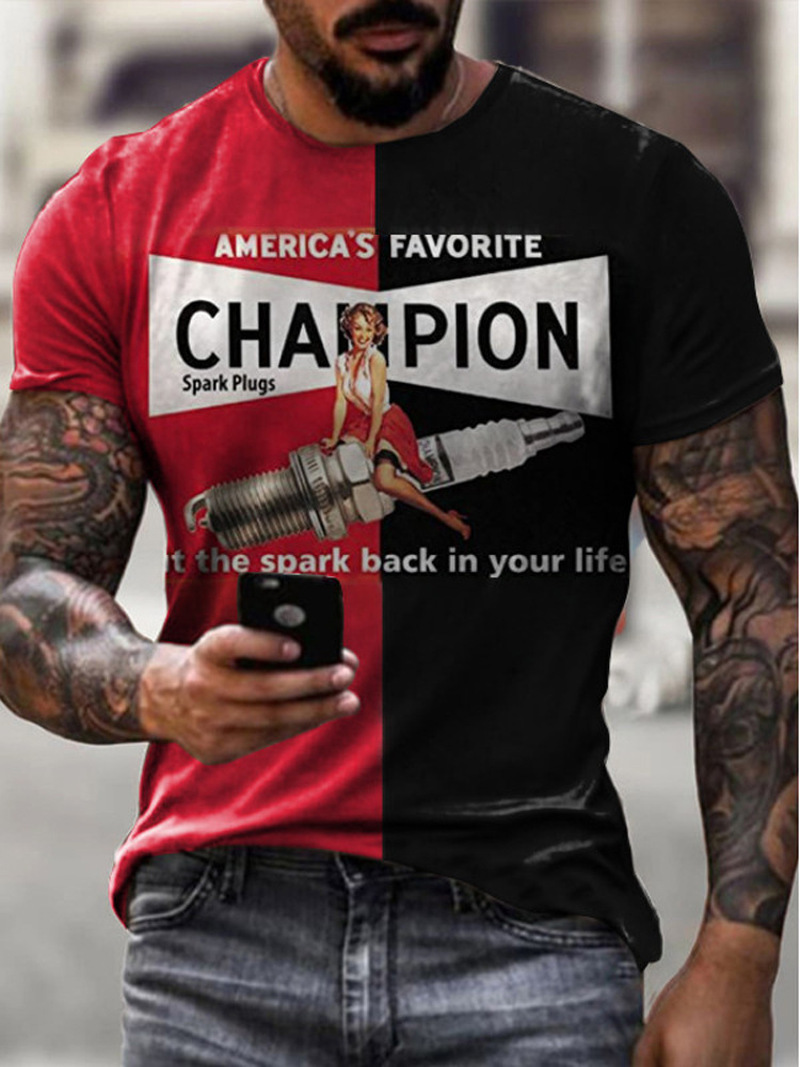 Designer 2025 New Casual Round Neck Short Sleeved Digital Printed Slim Fit Pullover For Men's T-shirt