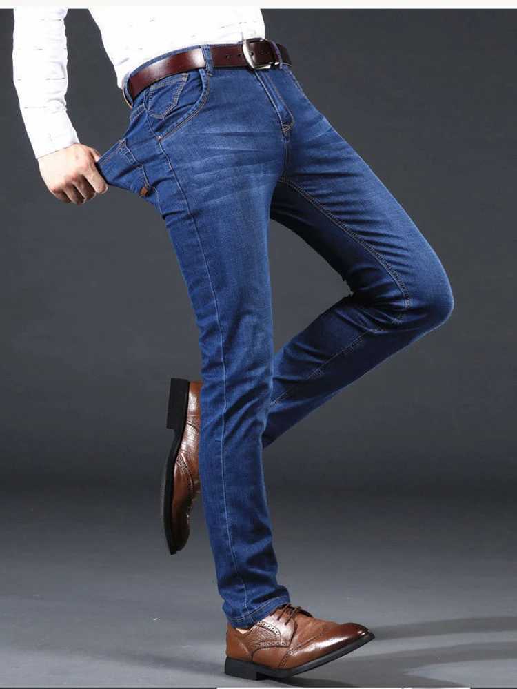 New Men Light Luxury Stretch Slim Fit Pants Comfortable Soft Business Fashion Straight Casual Denim Trousers Male Brand Clothing X2502271