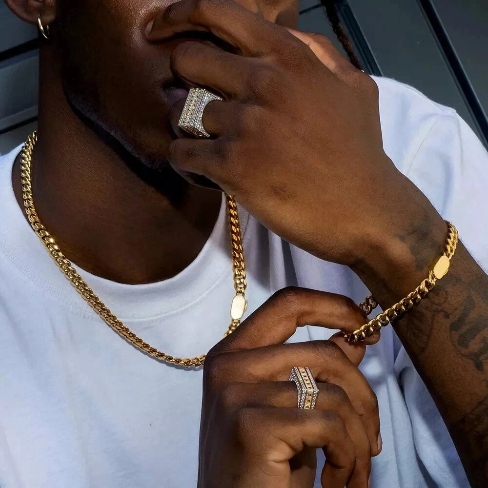 8/10/12mm Punk Gold Color Curb Cuban Chain Necklace Men Women Hiphop Miami Stainless Steel Bike Biker Choker Neck Jewelry 250227
