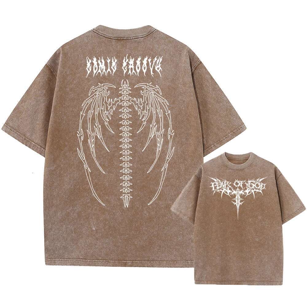 Oversized Printed Designer T-shirt Men's Gym Retro Heavyweight T-shirt Cotton Sports Loose T-shirt Hip-hop Street Fashion Top Suitable For Both M