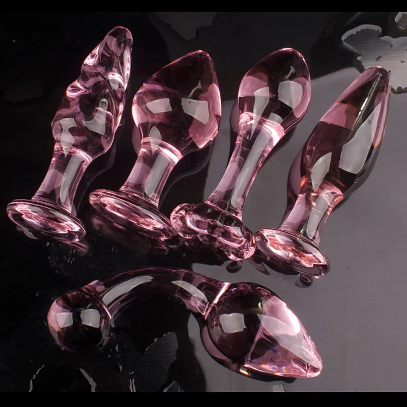 Candiway Exquisite Pink Crystal Glass Anal Plug Adult Masturbation Products Prostate Massager Erotic Toys For Couple 5 Styles 250227