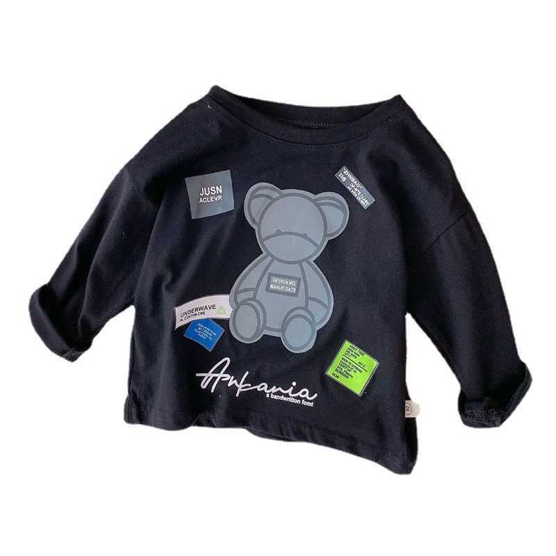 T-shirts Cotton T-shirt long sleeved mens and womens spring and autumn tops baby cartoon print suitable for children in spring as a base layerY250227W