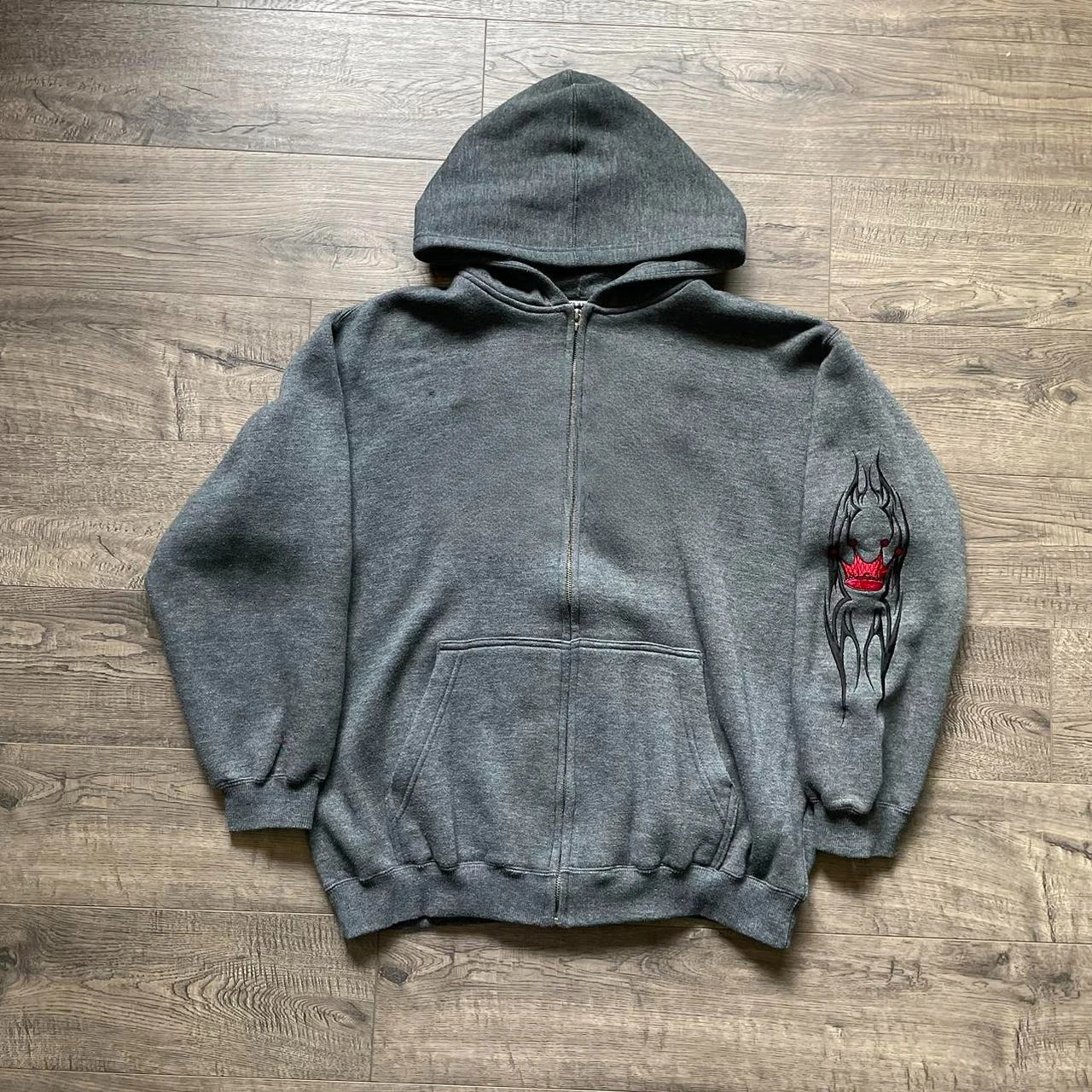 Streetwear Vintage Hoodie Y2K Clothes Men Women Harajuku Hip Hop Crown y Oversized Sweatshirt Casual Zip Jacket 250226