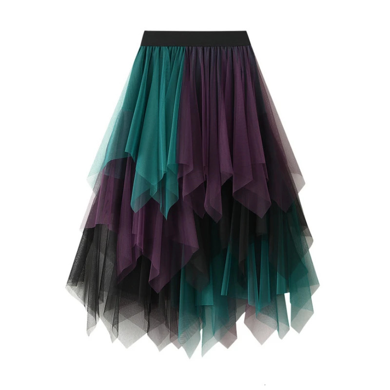 Elegant Irregular Mesh Long Skirt Temperament Ropa Mujer Fashion Summer Sweet Skirts Women Boho Streetwear Clothes Vestidos 250224