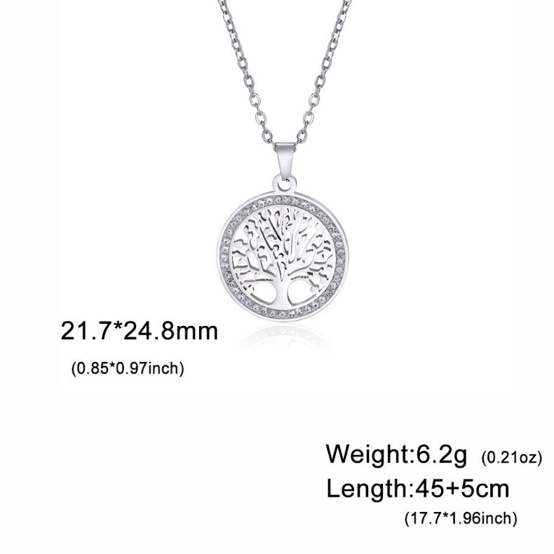 Crystal Tree of Life Necklace Pendant Hexagram Lion Water Drop Non Tarnish Stainless Steel Gold Chain Diamond Necklaces for Women Men Gift Fashion Fin