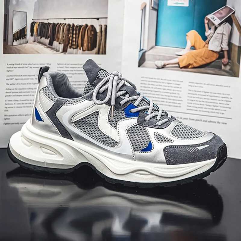 Classic Mens Sneakers 2024 Thick Sole Shock Absorbing Running Shoes Summer Breathable Mesh Sports Shoes Trendy White Shoes Z250227