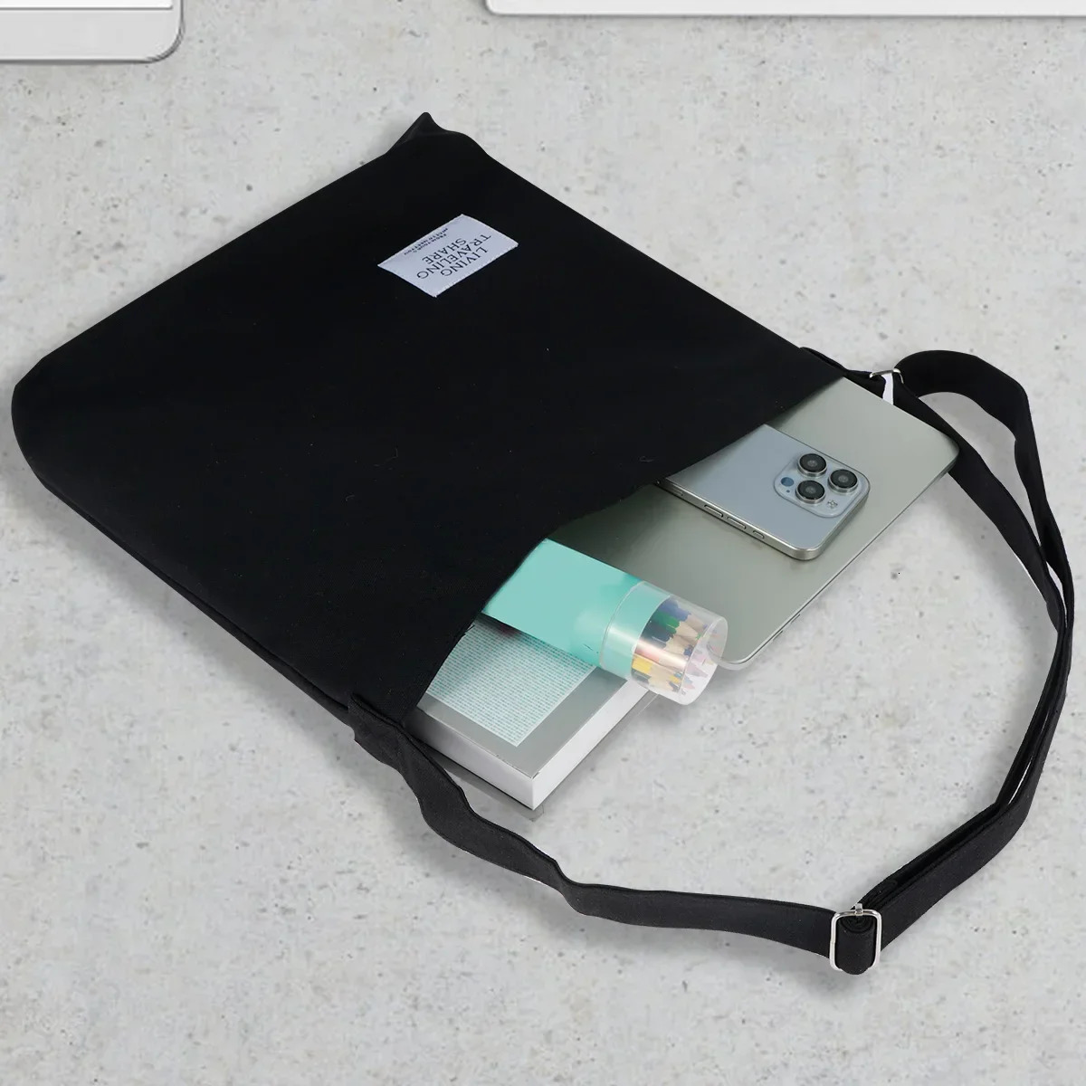 Ship from US Canvas Tote Bag Shoulder Bags with Zipper and Small Compartment Lightweight Shopping CrossBody Hobo Handbags 250227FBB