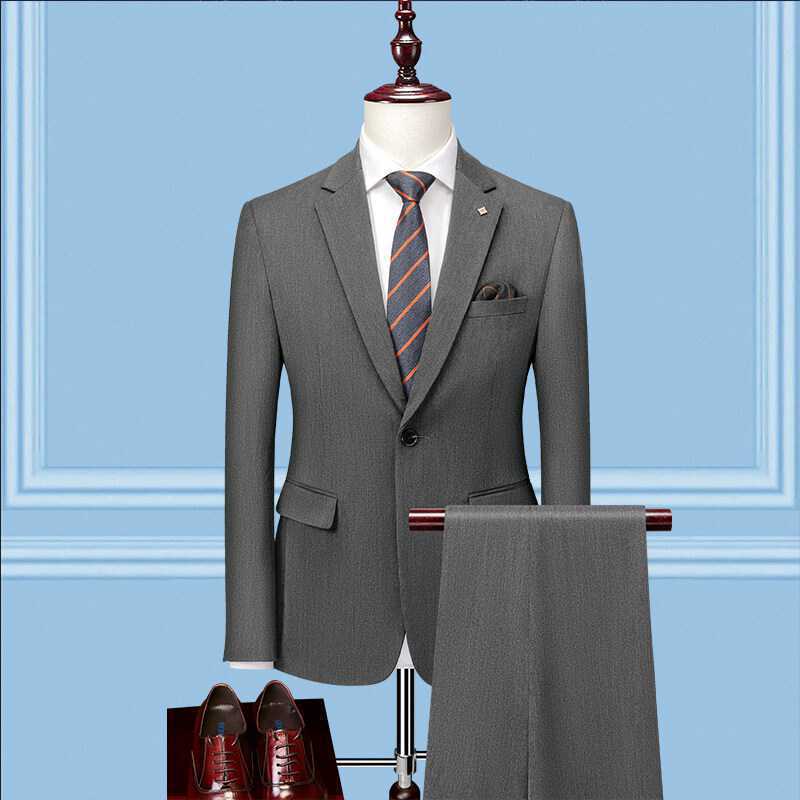 D227Slim-Fit Groom Wedding Outfit - Stylish Korean Fashion Men's Tuxedo Collection