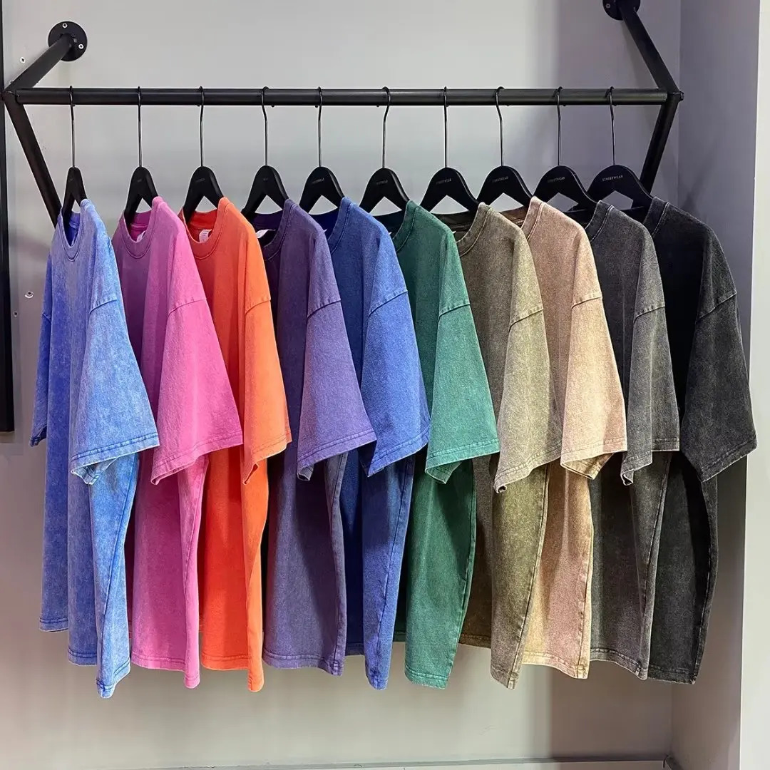 American Style Retro Heavyweight Solid Color Short Sleeved Tshirt Men Women Summer Street Trendy Washed Old Oversized Clothes 250226