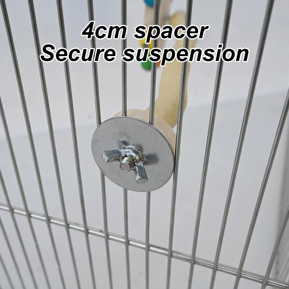 Funny Perch Toy with Rotating Balls Wood Interactive Bird Stand Colorful Parrot Foraging Toy Rotating Windmill Toy for Lovebirds 250226