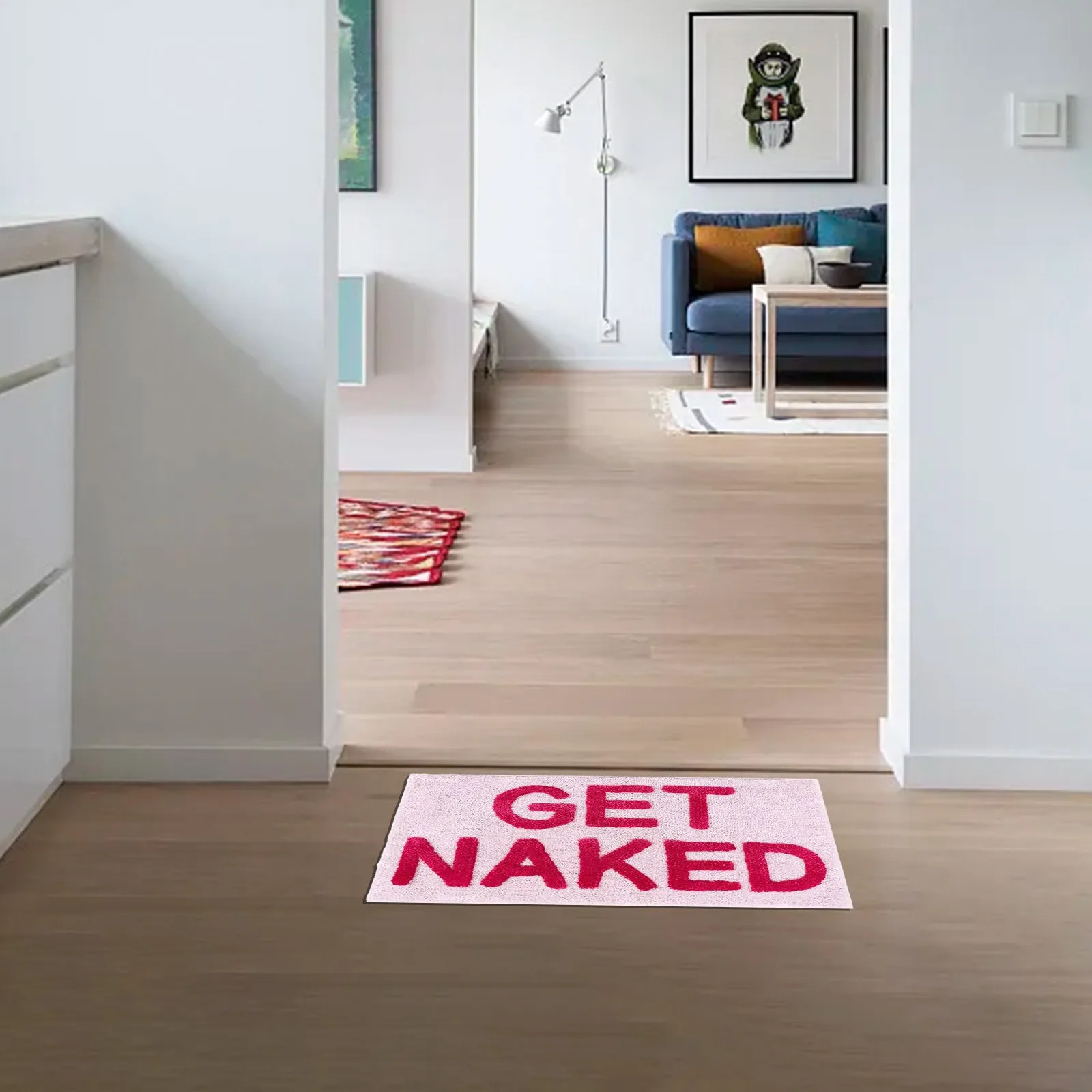 Pink Get Naked Tufted Rug Bathroom Rug Cute Bathtub Mat Entrance Doormat Living Room Apartment Decor Soft Tufted Carpet 250222