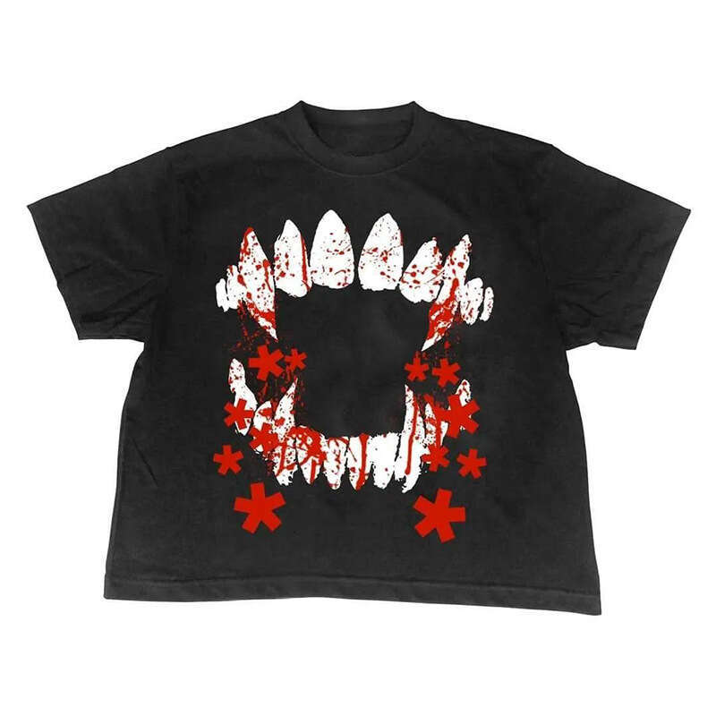 Y2K new summer cartoon horror casual street style men's and women's personalized round neck short sleeved top