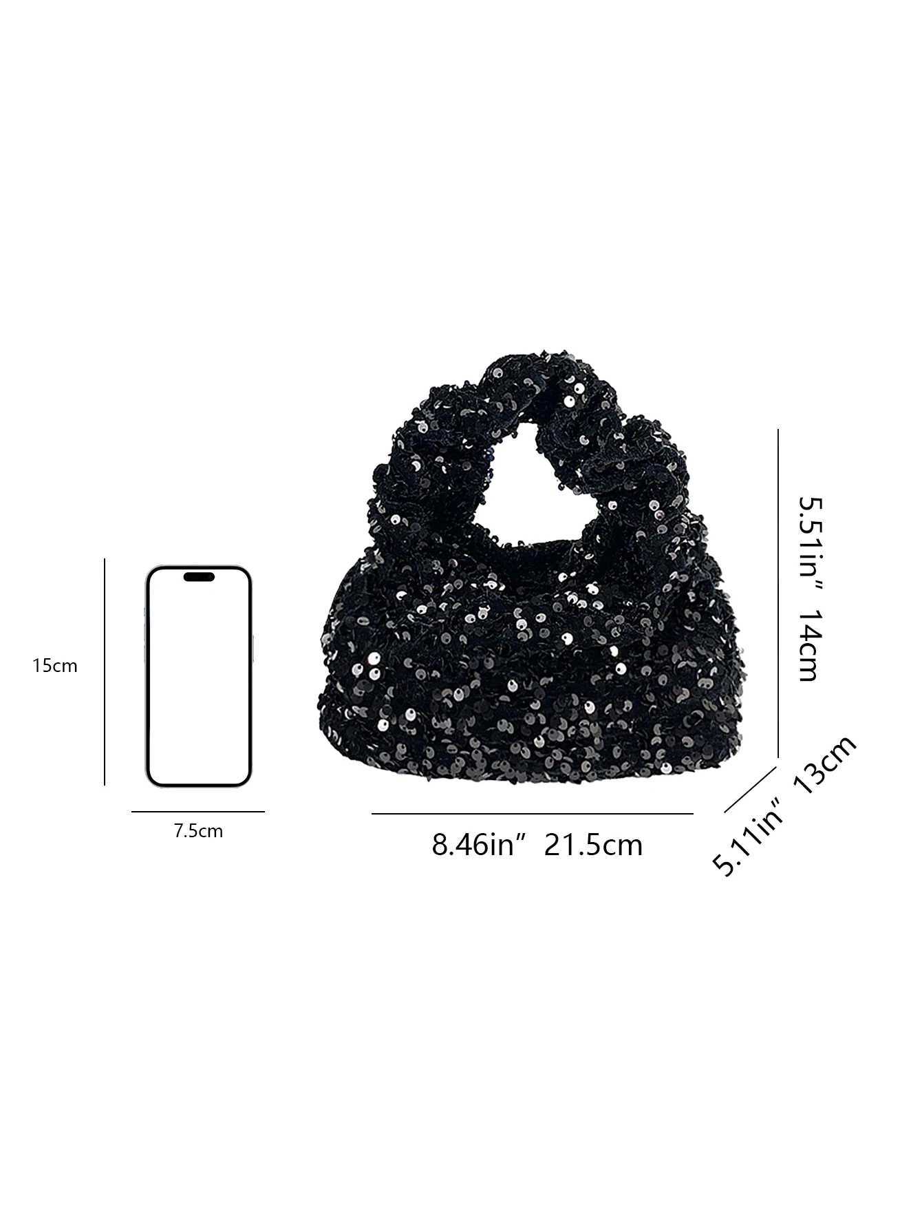Fiable blingbling handbag 2024 new fi handbag black sequined handbag for women say sequined shoulder armpit bagXJ250227